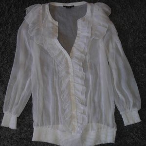 Kensie Sheer White Blouse